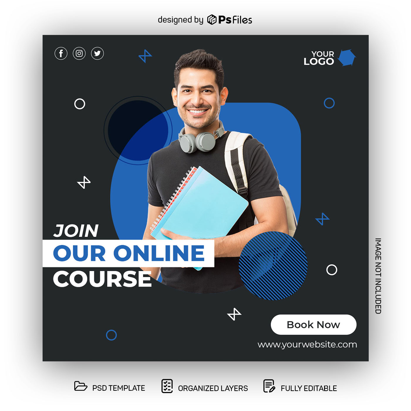Free Online Course Social Media Post Design PSD Template