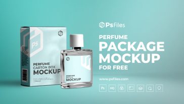 Free Perfume Bottle and Packaging Box Mockup PSD