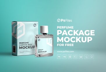Free Perfume Bottle and Packaging Box Mockup PSD