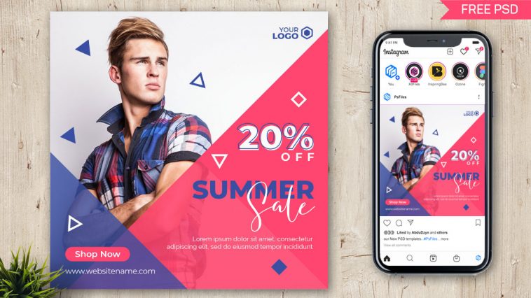 Free Summer Sale Instagram Post Design PSD Template