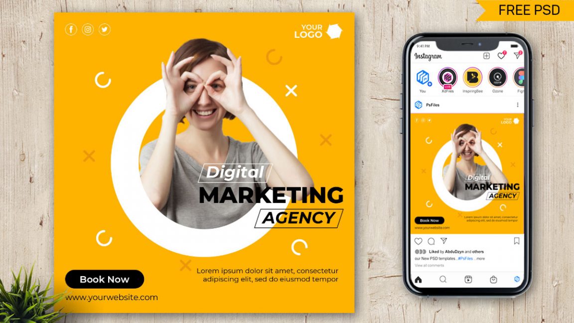 Simple Digital Marketing Instagram Post Design PSD Template