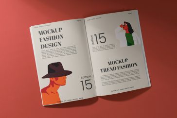 Opened Magazine Mockup PSD