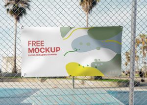 Free Outdoor Fabric Banner Mockup