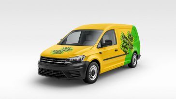 Free Panel Caddy Van Vehicle Branding Mockup PSD