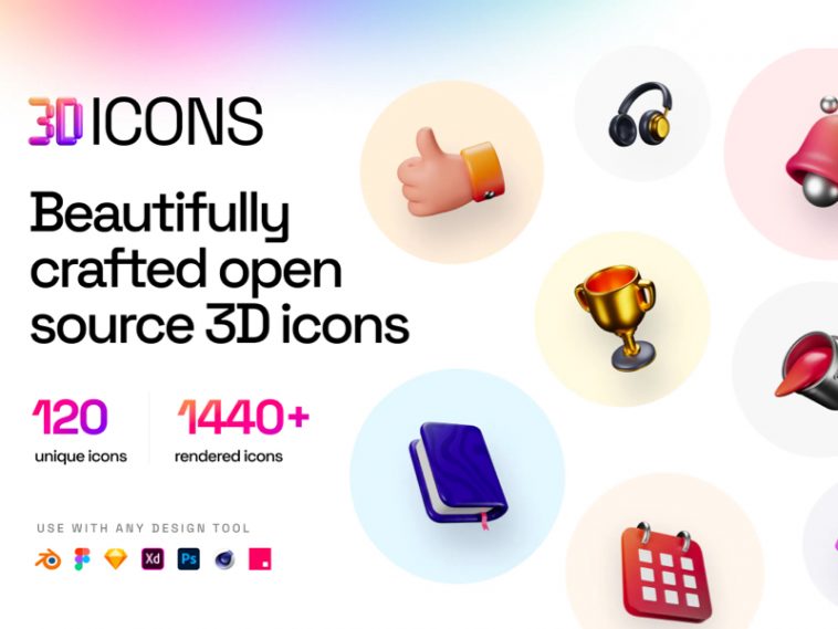 Free Open Source 3D Icon Library PSD