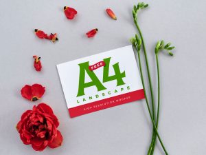 Free Decorative Landscape A4 Flyer Mockup PSD