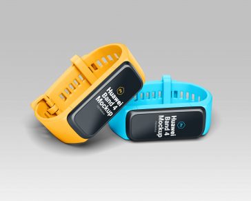 Free Huawei Band 4 Smartwatch Mockup PSD Set