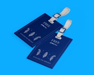 Free Luggage Bag Tag Mockup PSD Set