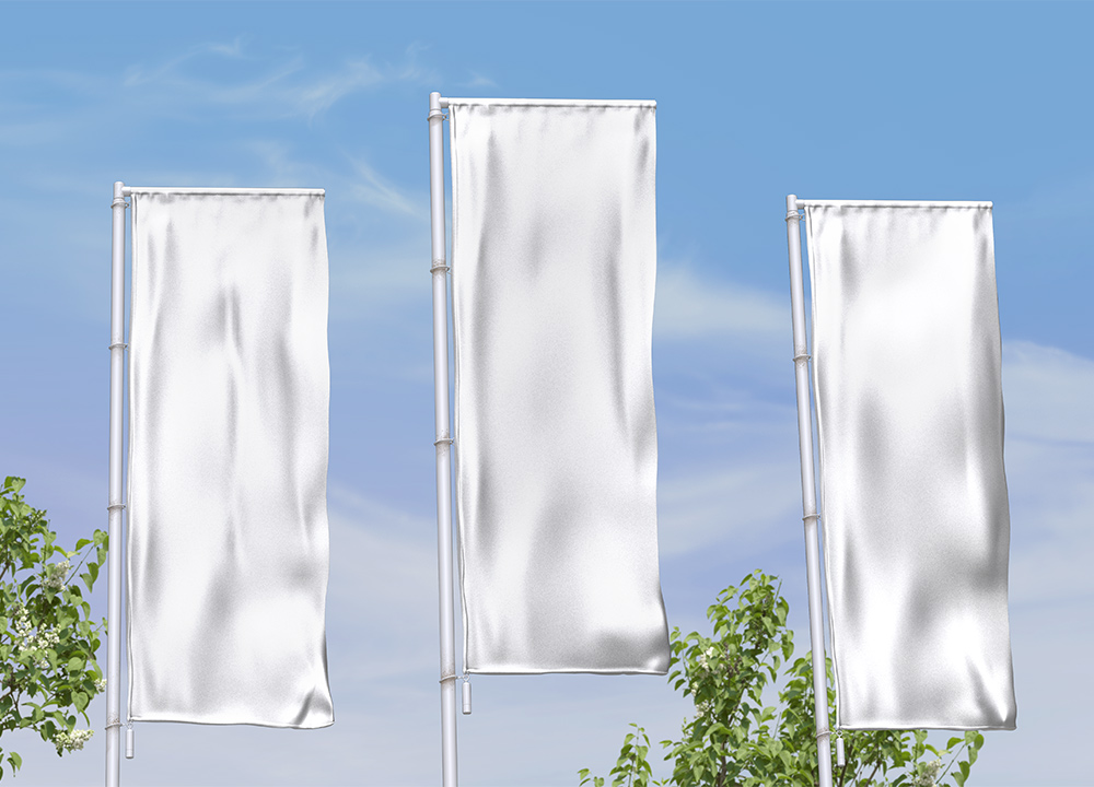 Free Outdoor Flag Poles Mockup