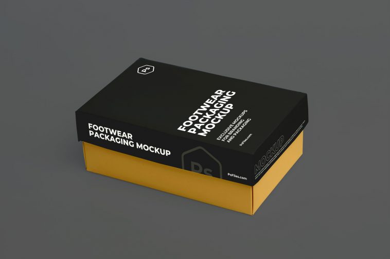 Free PsFiles Footwear Shoe Packaging Box Mockup PSD