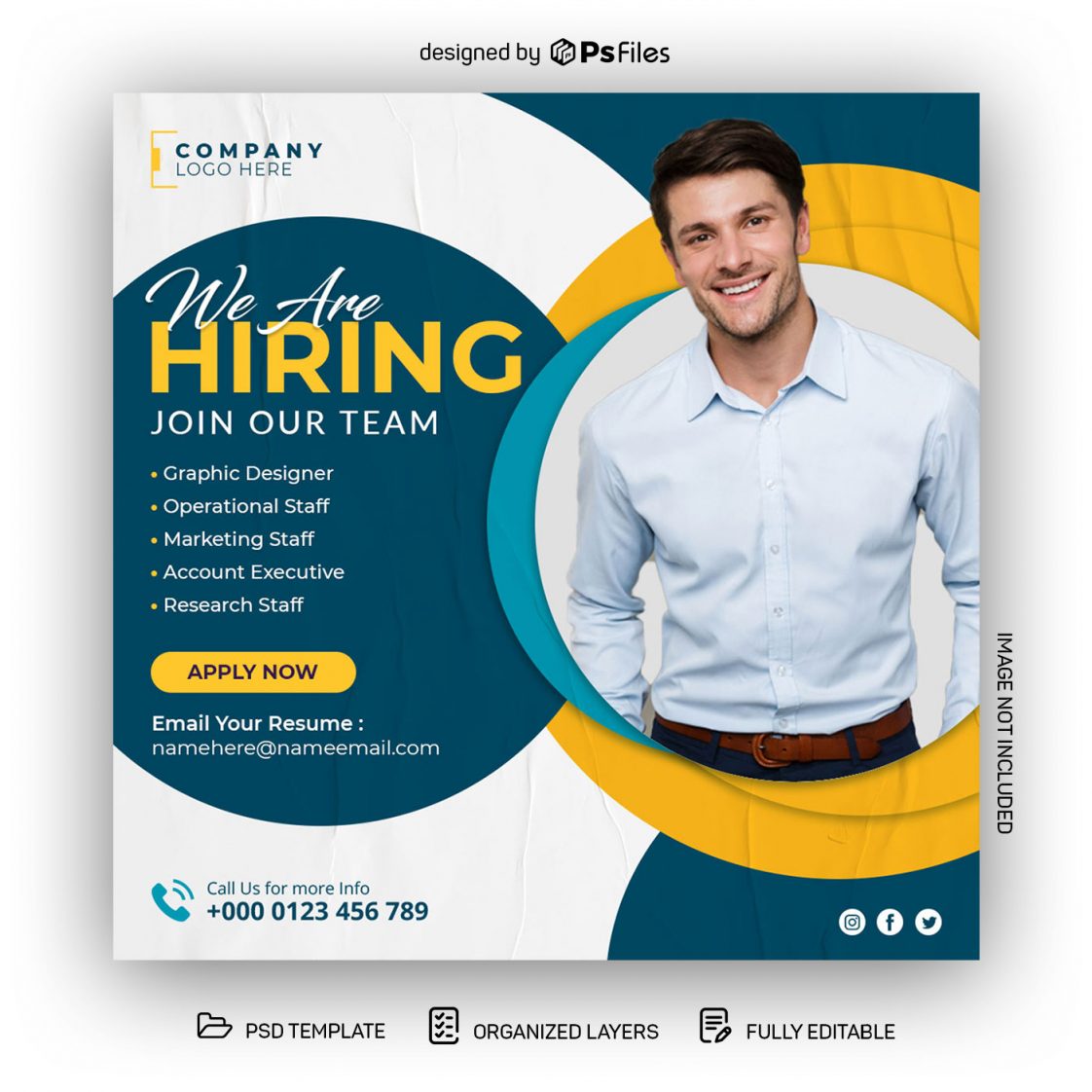 Job Hiring Social Media Post Design PSD Template for Free - PsFiles