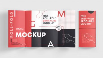 PsFIles Free 4 fold Brochure Mockup PSD Set 01