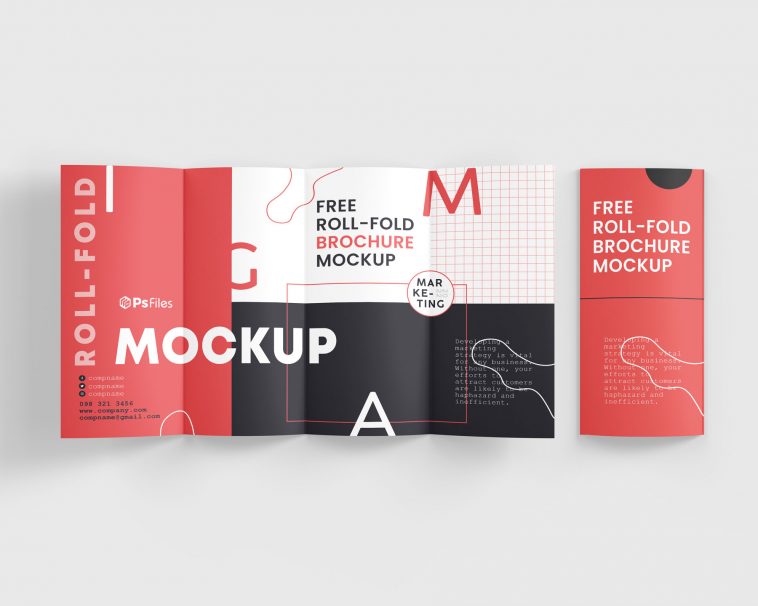 PsFIles Free 4 fold Brochure Mockup PSD Set 01