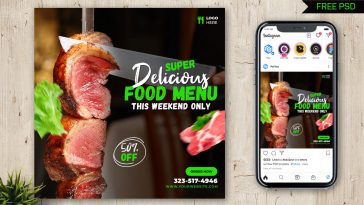 Free Delicious Food Offer Instagram Post PSD Template