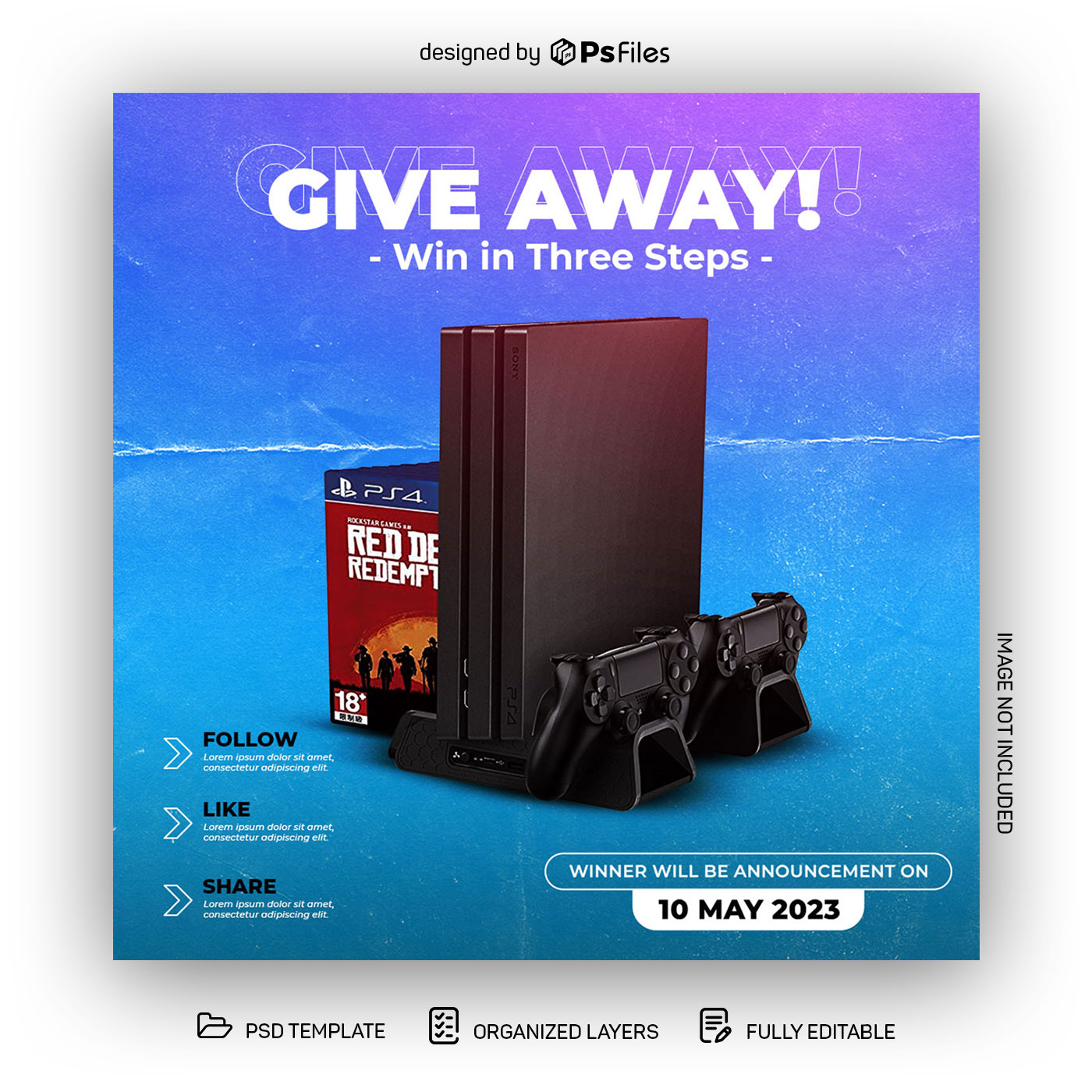 PsFiles ps4 Free Giveaway Product Post Design PSD Template