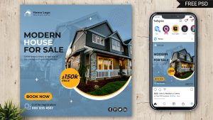 Free Real Estate Social Media Post Design PSD Template