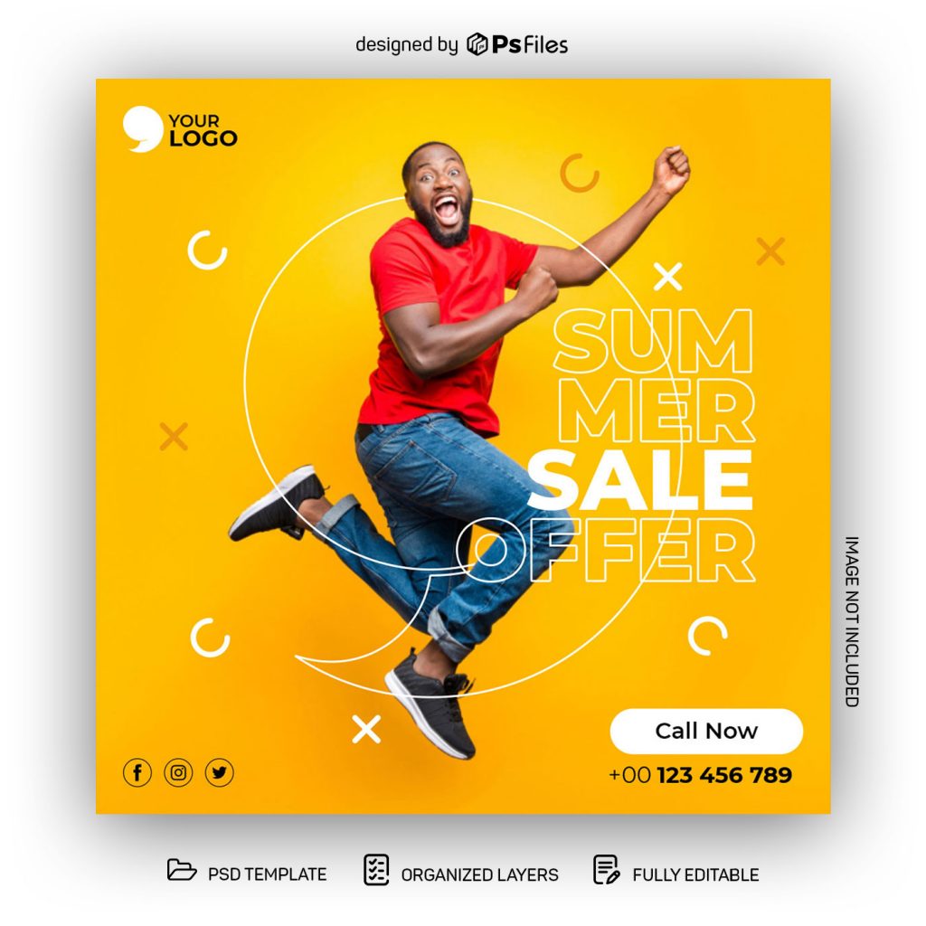 Free Summer Sale Offer Insta Post Design PSD Template