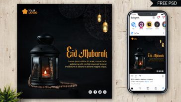 Ramadan 2022 Wishes Eid Mubarak Social Post Design PSD Template