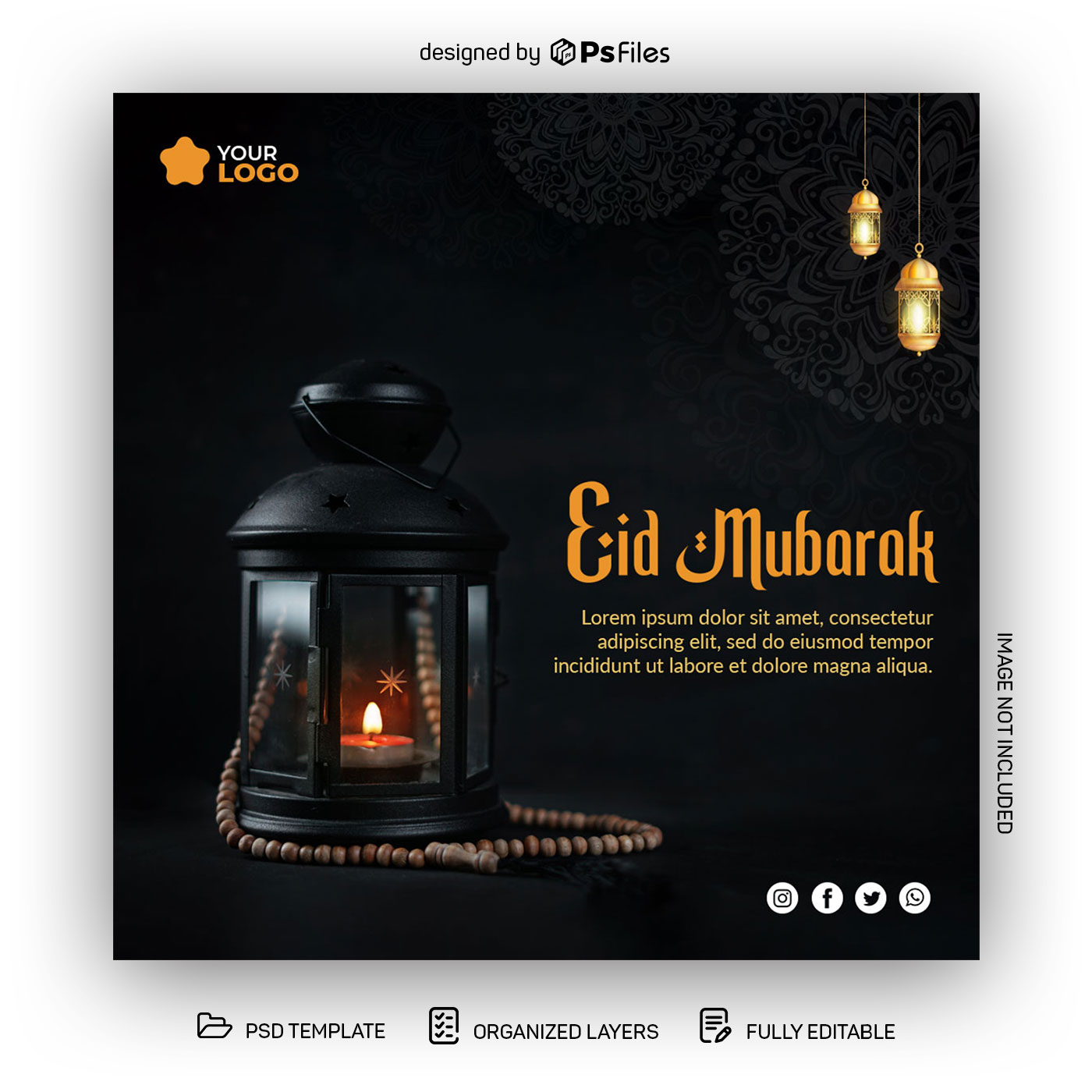 Ramadan 2022 Wishes Eid Mubarak Social Post Design PSD Template