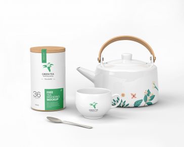 Free Green Tea Branding Mockup