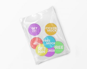 Free Round Stickers Mockup