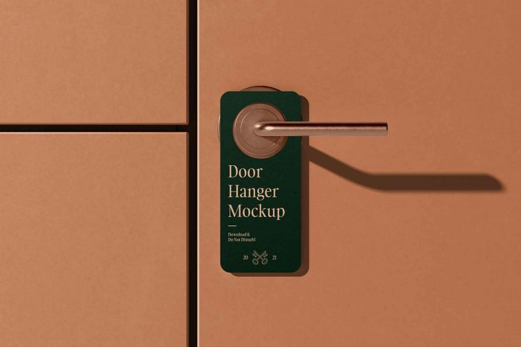 Free Round Corners Door Hanger Mockup PSD