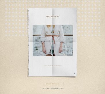 Free A4 Folded Paper Mockup