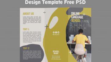 Free Language School Trifold Brochure Design PSD Template