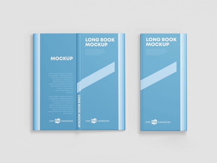 Free Long Rectangle Book Mockup PSD Set