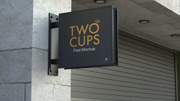 Free Outdoor Square Logo Sign Mockup PSD