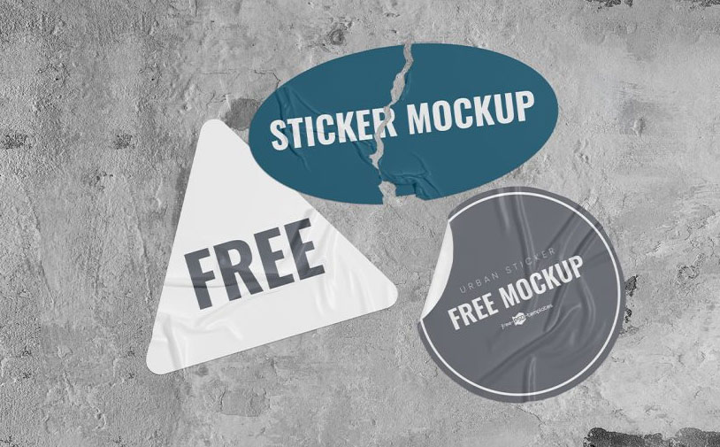 Download Free Free Square, Triangle, Round And Rectangle Sticker Mockup PSD set