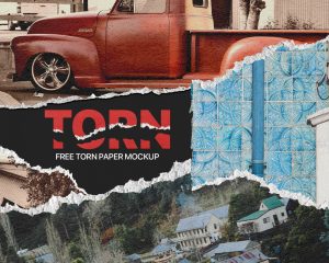 Free Torn Paper Effect Mockup PSD