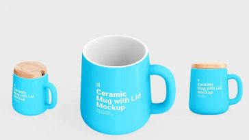 Free Wooden Lid Mug Mockup PSD Set