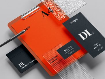 5 Free Premium Stationery With Plexiglass Mockup PSD Files