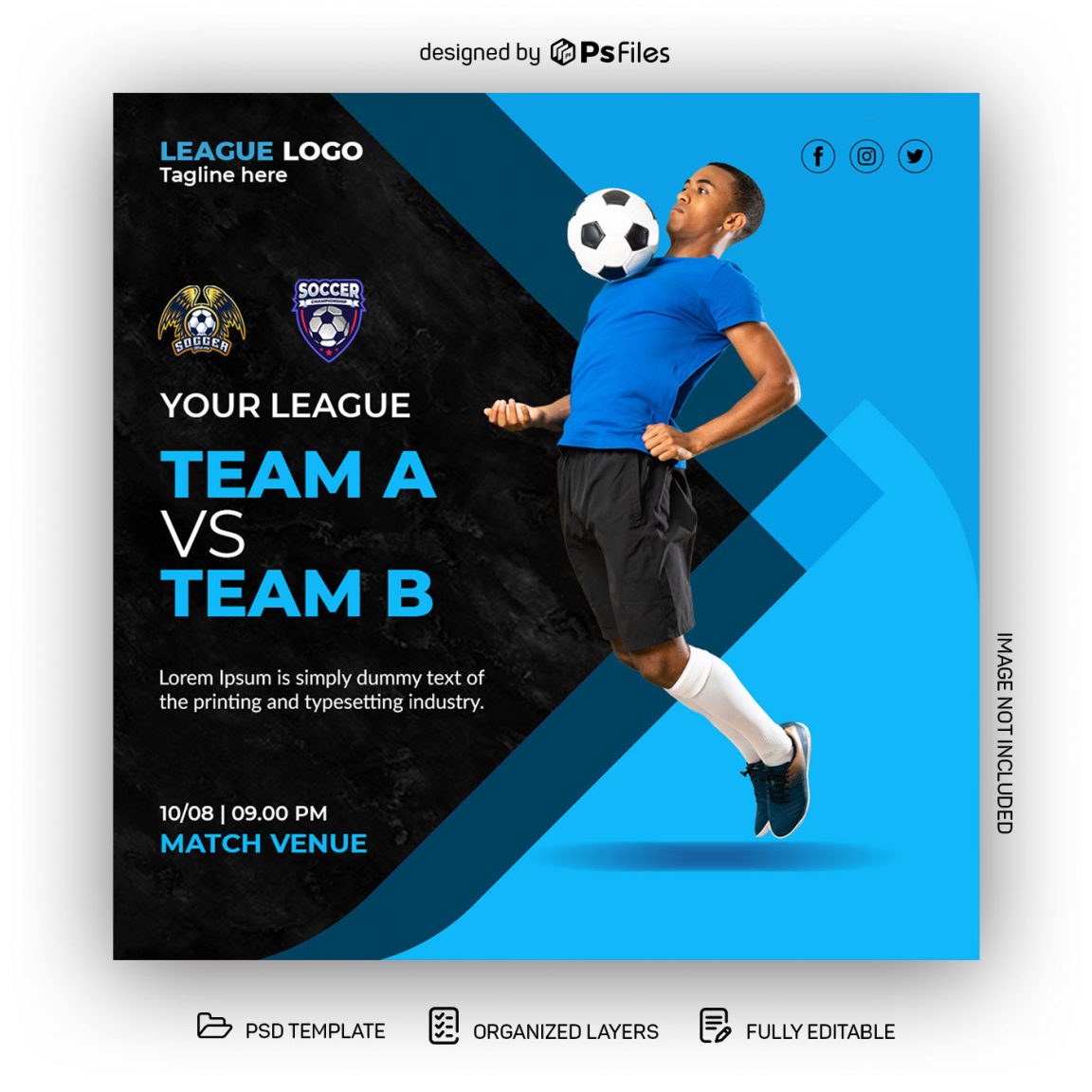 Football League Match Sports Social Media Post Design PSD Template