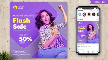PsFiles Flash Sale 50% off Social Media Promo Post Design PSD Template