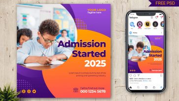 Free Admission Started Social Media Design PSD Template