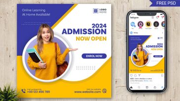 PsFiles Free Education Service Admission Open Instagram Post Design PSD