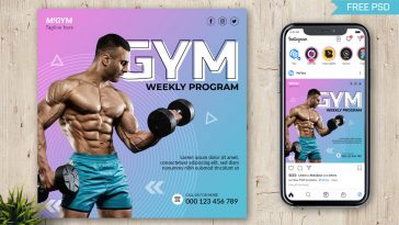 PsFiles Free Gym Social Media Promo Post Design PSD Template