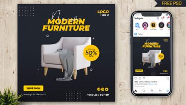 PsFiles Free Modern Furniture Social Media Post PSD Template 05