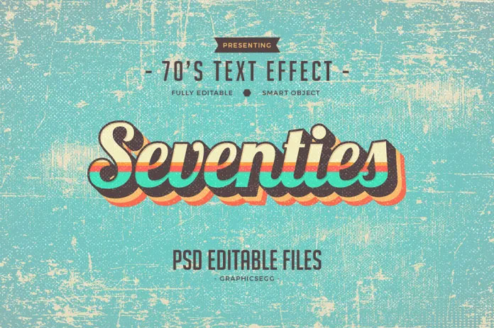 Download Free Free Seventies Style Text Effect PSD