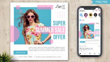 PsFiles Super Sale Summer Offer Social Media Promo Post Design PSD Template