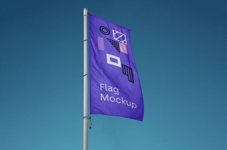 Vertical Flag Mockup PSD