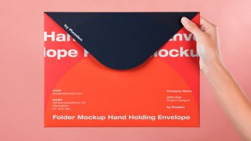 Free Hand Holding Large Envelope Mockup PSD