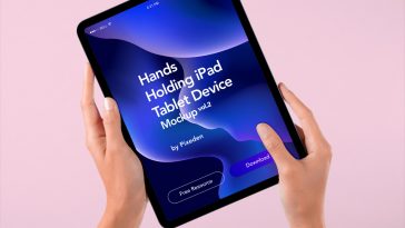 Free Hand Holding iPad Pro 2022 Mockup PSD