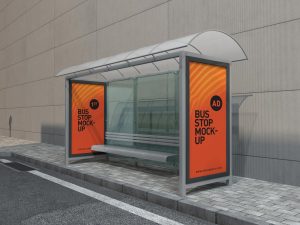 Free Bus Stop Mockup PSD