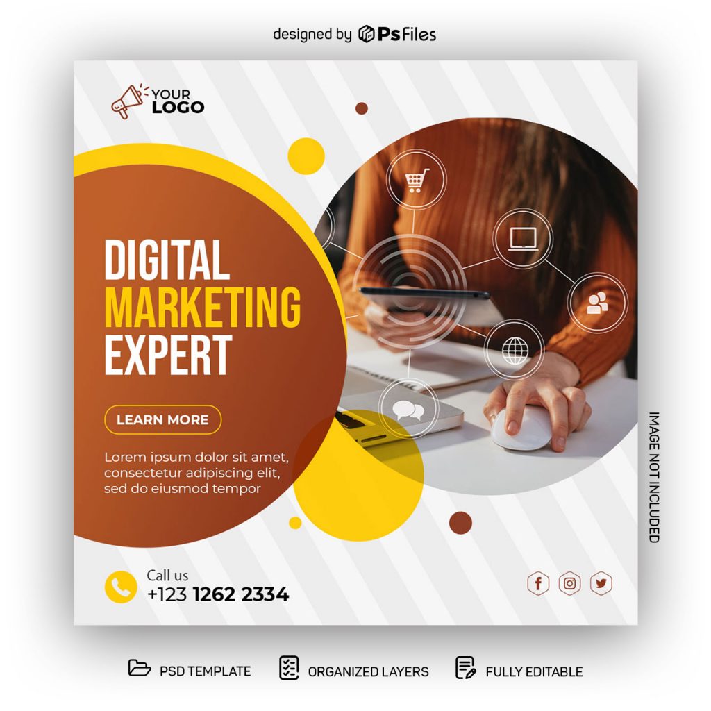 Free Digital Marketing Expert Instagram Post PSD Template