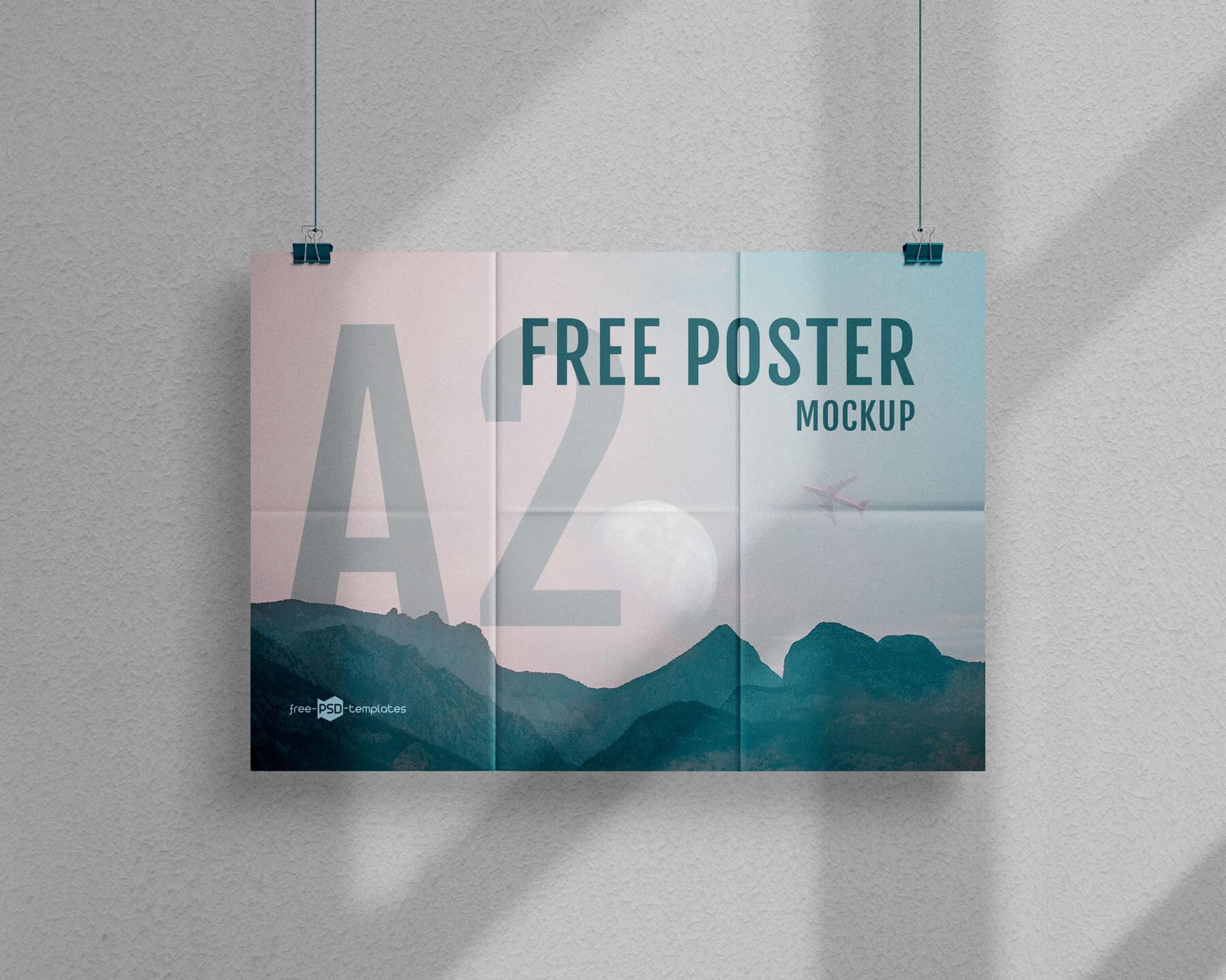 Shadow overlay Free Hanging Posters Mockup PSD Set