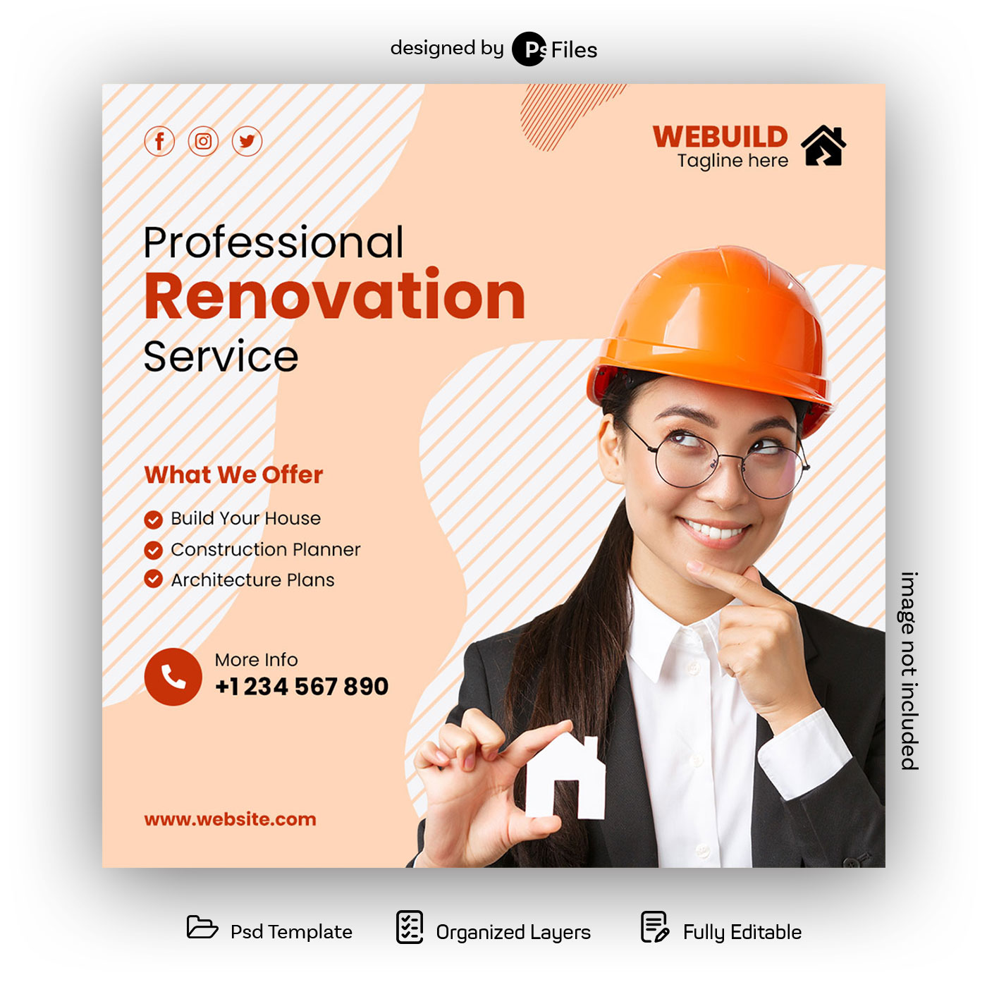 Free Instagram Post Template for Professional Renovation Service