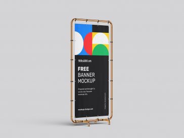 Free Vertical Standing Banner Mockup PSD Set